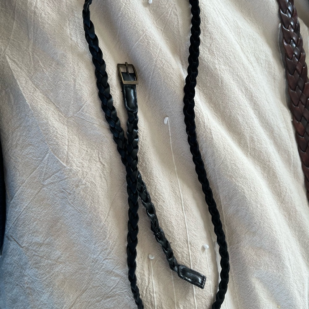 Braided Leather Belt - Black